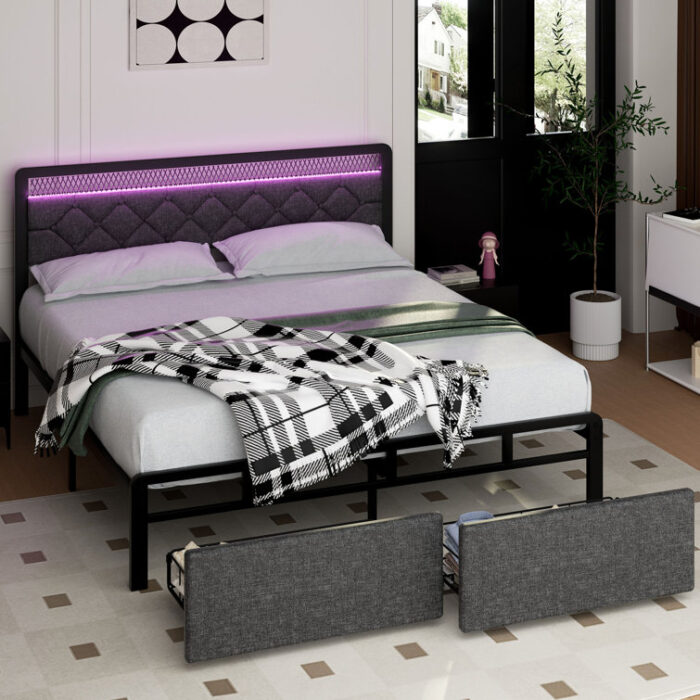 Jesai Platform Bed with Two Drawers - Chic Decora