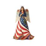 Jim Shore Heartwood Creek Patriotic Angel w/ Flag Dress Figurine 9.8in H - Chic Decora