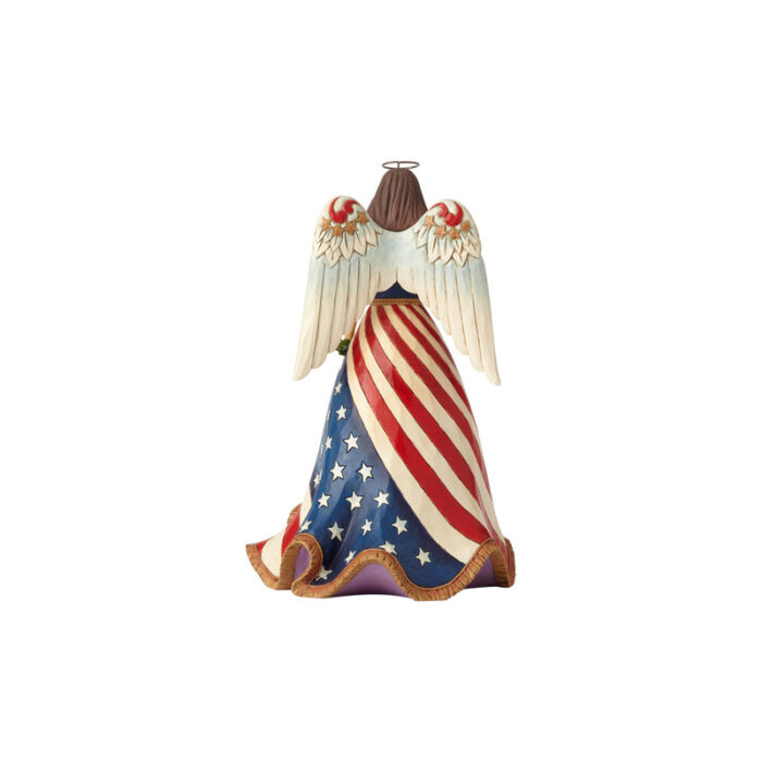 Jim Shore Heartwood Creek Patriotic Angel w/ Flag Dress Figurine 9.8in H - Chic Decora