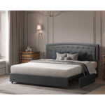 Joden Upholstered Storage Bed Dark Gray Bed Frame with 4 Drawers - Chic Decora