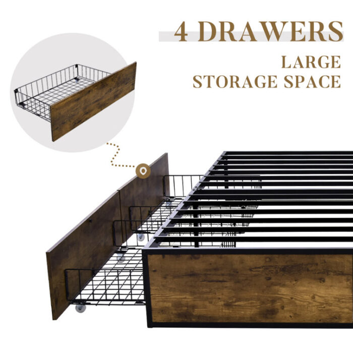 Julana Storage Platform Bed With 4 drawers No Headboard - Chic Decora