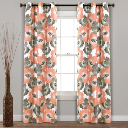 Julie Floral Polyester Curtain Pair (Set of 2) - Chic Decora