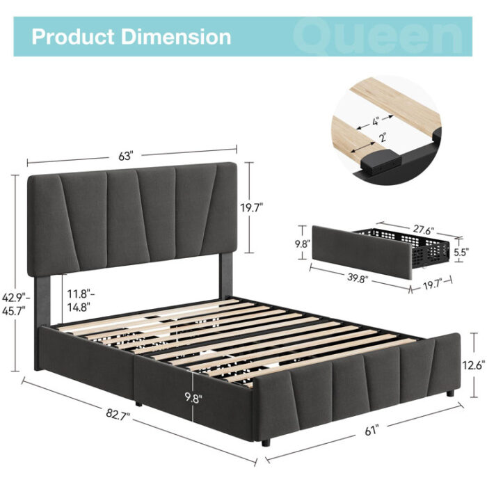 Jykeria Upholstered Platform Storage Bed - Chic Decora