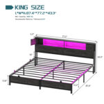 Kailynn Metal Bed Frame with Headboard, LED Lights and USB Ports, Large Storage Space - Chic Decora