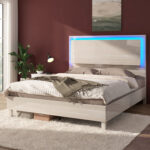 Kaylab High Gloss Wood Grains Bed with LED - Chic Decora