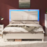 Kaylab High Gloss Wood Grains Bed with LED - Chic Decora