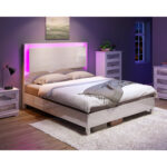 Kaylab High Gloss Wood Grains Bed with LED - Chic Decora