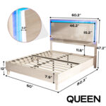 Kaylab High Gloss Wood Grains Bed with LED - Chic Decora