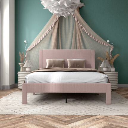 Demi-Louise Velvet Upholstered Luxury Platform Bed - Chic Decora