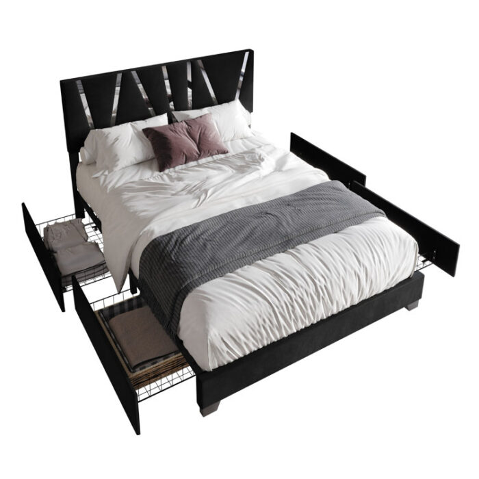 Kelwyn Upholstered Platform Storage Bed - Chic Decora