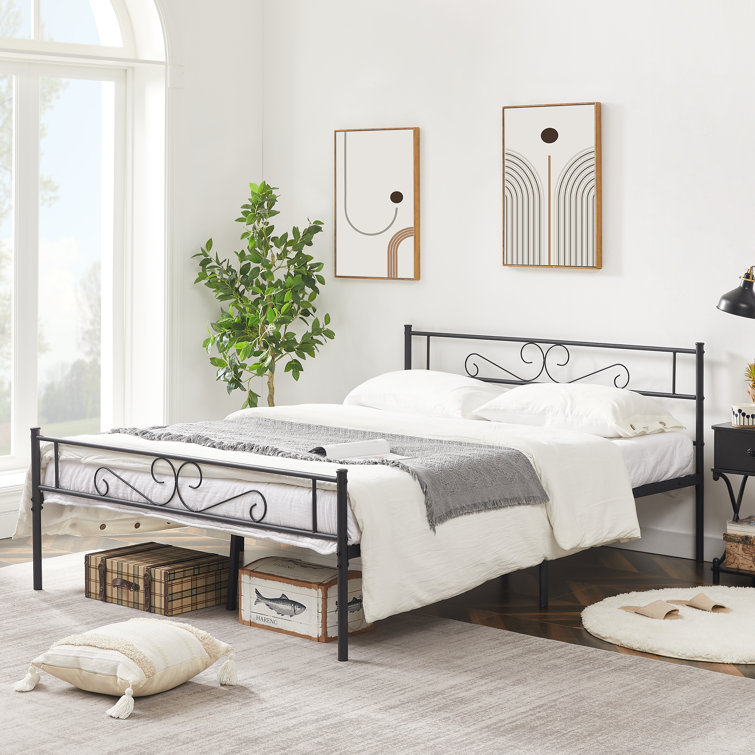 Kempst Metal Platform Bed Frame with Headboard and Footboard - Chic Decora