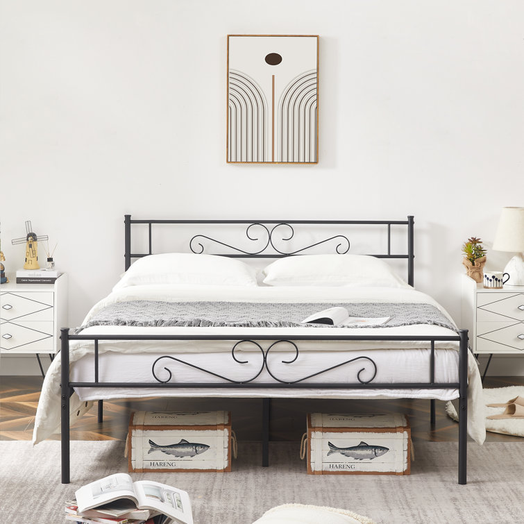 Kempst Metal Platform Bed Frame with Headboard and Footboard - Chic Decora