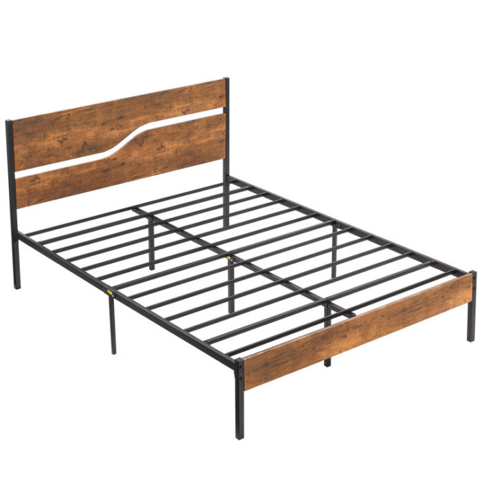 Kempst Platform Bed Frame with Wood Headboard and Footboard, Mattress Foundation, No Box Spring Needed - Chic Decora