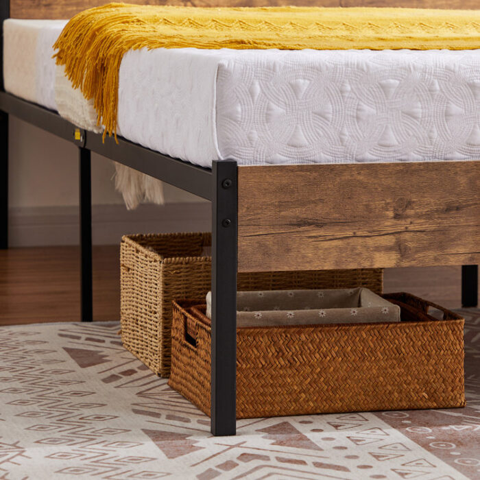 Kempst Platform Bed Frame with Wood Headboard and Footboard, Mattress Foundation, No Box Spring Needed - Chic Decora