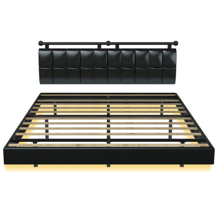 Kentoria Vegan Leather Metal Platform Bed - Chic Decora