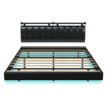 Kentoria Vegan Leather Metal Platform Bed - Chic Decora