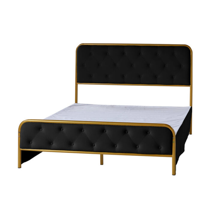 Kesha Velvet Upholstered Platform Bed with Button-tufted - Chic Decora