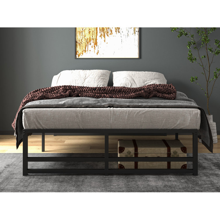 Marilee Wood and Black Metal Frame Bed with Headboard - Chic Decora