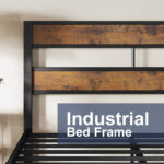 King Bed Frame And Headboard, Easy Assembly, Noise-free, No Box Spring Needed, Heavy Strong Metal Support Frames, Double-row Support Bars, Rustic Brown - Chic Decora