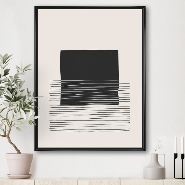 Kiro Minimal Geometric Lines and Squares VIII – Floater Frame Print on Canvas - Chic Decora