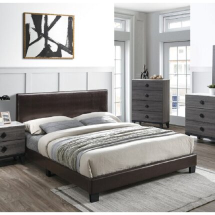 Kreegar Vegan Leather Platform Bed - Chic Decora