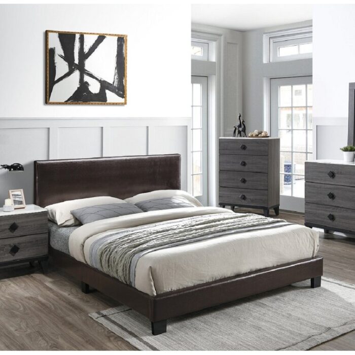 Kreegar Vegan Leather Platform Bed - Chic Decora