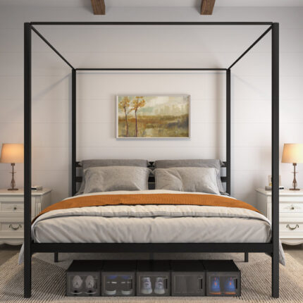 Upholstered Bed Frame with 3 Drawers, Bed with Storage Headboard and Charging Station - Chic Decora