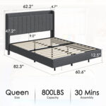 LED Upholstered Bed Frame Floating Bed Frame With Wingback Storage Headboard - Chic Decora