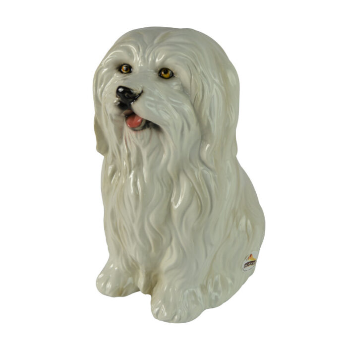 Large Maltese Dog Ceramic Statue Figurine 11” Tall - Chic Decora