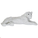 Large Silver Polystone Resting Panther, 26″ X 9″ - Chic Decora