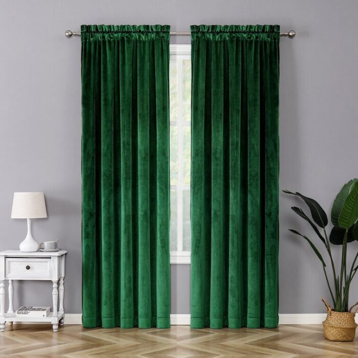 Lateek Velvet Semi Sheer Curtain Pair (Set of 2) - Chic Decora