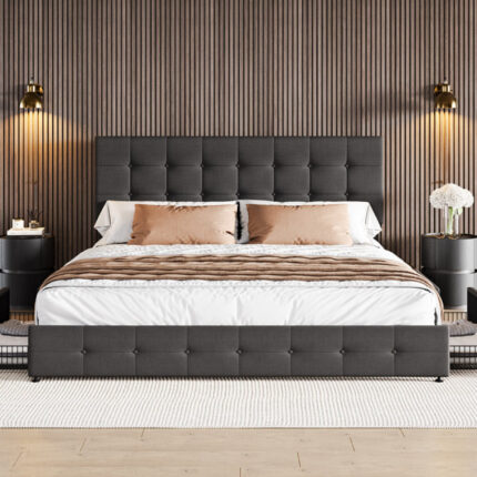 Basnett Upholstered Platform Bed - Chic Decora