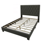 Latitude Run Amelia Upholstered Fabric Tufted, Queen Platform Bed, Fully Slates in Balck - Chic Decora