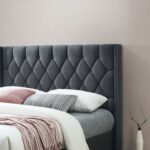 Latitude Run Amelia Upholstered Fabric Tufted, Queen Platform Bed, Fully Slates in Balck - Chic Decora