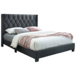 Latitude Run Amelia Upholstered Fabric Tufted, Queen Platform Bed, Fully Slates in Balck - Chic Decora