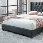 Latitude Run Amelia Upholstered Fabric Tufted, Queen Platform Bed, Fully Slates in Balck - Chic Decora