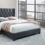 Latitude Run Amelia Upholstered Fabric Tufted, Queen Platform Bed, Fully Slates in Balck - Chic Decora