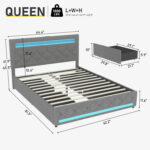 Latorri Gray 4 Drawers Upholstered Bed With Adjustable Headboard And Led Lights - Chic Decora