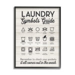 Laundry Symbols Guide Typography – Floater Frame Textual Art on Wood - Chic Decora