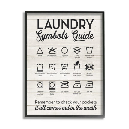 Laundry Symbols Guide Typography – Floater Frame Textual Art on Wood - Chic Decora