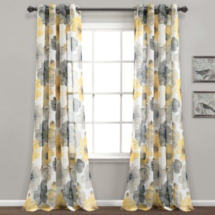 Water’s Edge 100% Cotton Striped Semi-Sheer Rod Pocket Curtain Panels (Set of 2) - Chic Decora