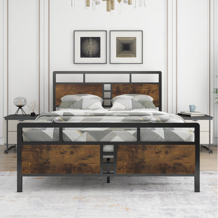 Leeven Metal Platform Bed - Chic Decora