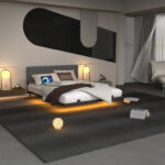 Leevicker Floating Platform Bed with LED Lights - Chic Decora