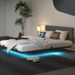 Leevicker Floating Platform Bed with LED Lights - Chic Decora