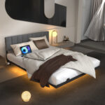 Leevicker Floating Platform Bed with LED Lights - Chic Decora