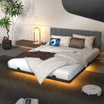 Leevicker Floating Platform Bed with LED Lights - Chic Decora