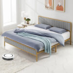 Leilaann Upholstered Metal Platform Bed - Chic Decora