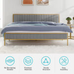 Leilaann Upholstered Metal Platform Bed - Chic Decora