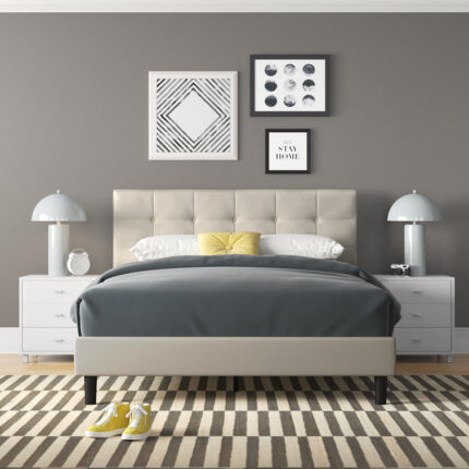 Leonard Upholstered Platform Bed - Chic Decora