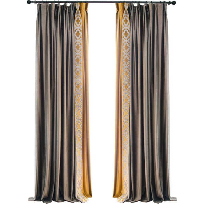 Liliana Velvet Geometric Room Darkening Thermal Pinch Pleat Curtain Panels (Set of 2) - Chic Decora